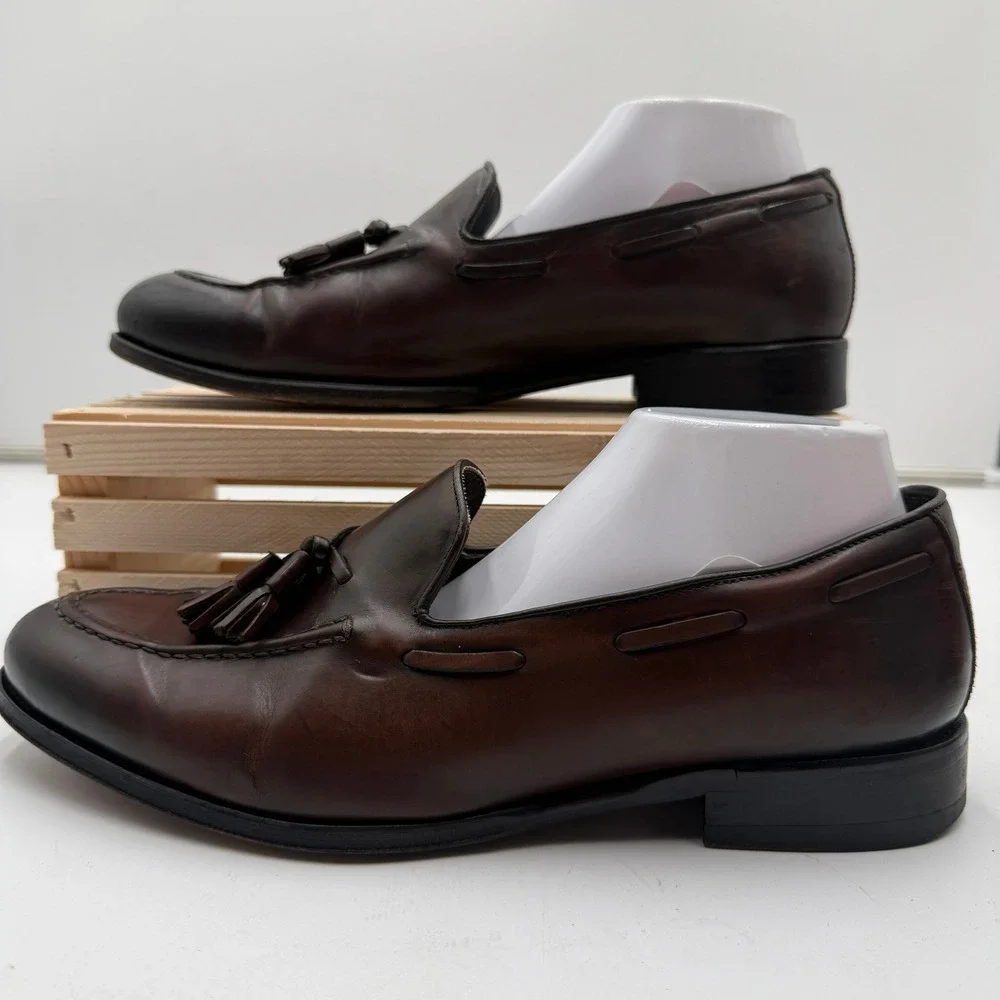 Suitsupply Mens Dark Brown Tassel Loafers Leather Italy Dress Shoes EU43